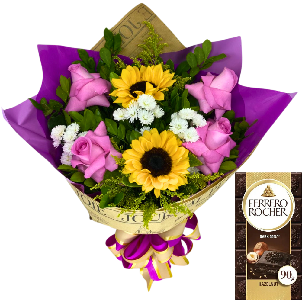 Buqu Alegria Solar Com Chocolate Ferrero Dark