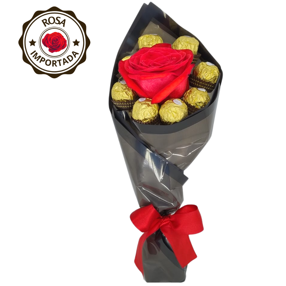 Buqu Rosa Importada & Ferrero  nico Amor