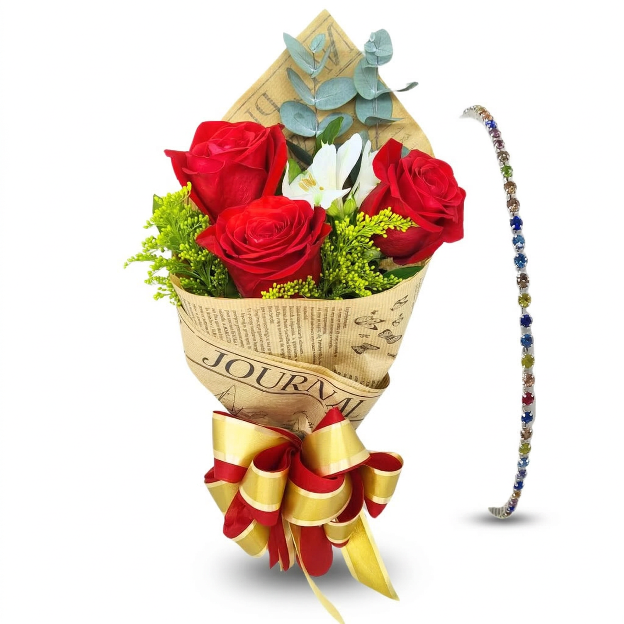  Mini Buqu� 3 Rosas -  Desejo Vermelho