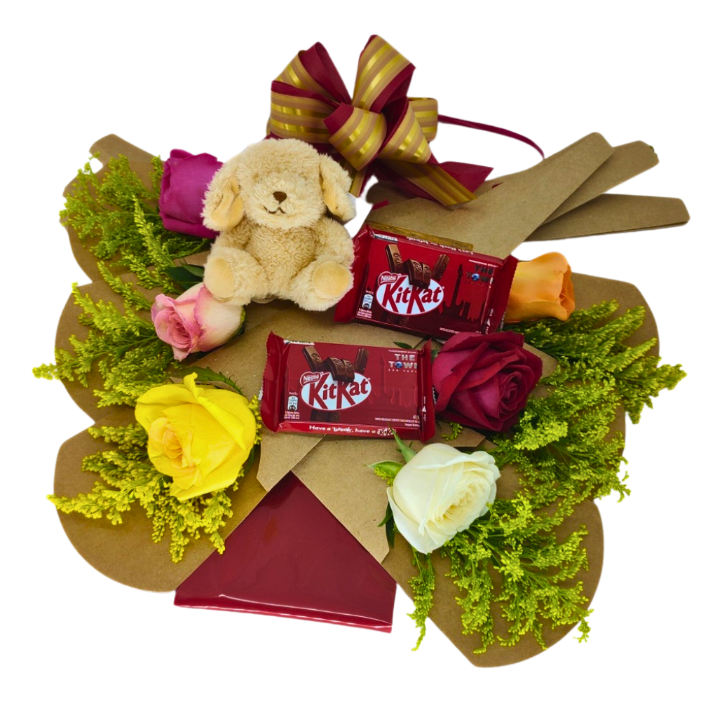 Kit Rosa Unitaria com kit kat e Pelucia