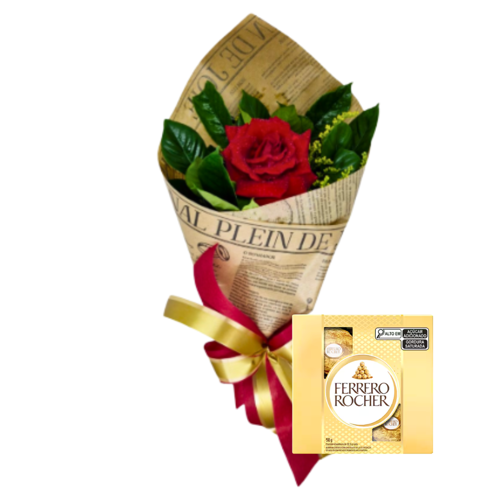 Mini buque de Rosa e Ferrero Rocher 