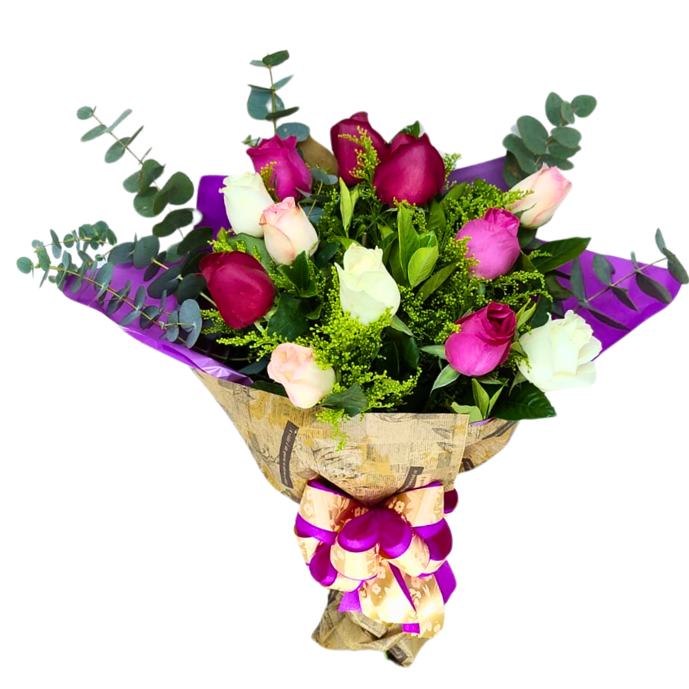 Buqu 11 Rosas Multicoloridas