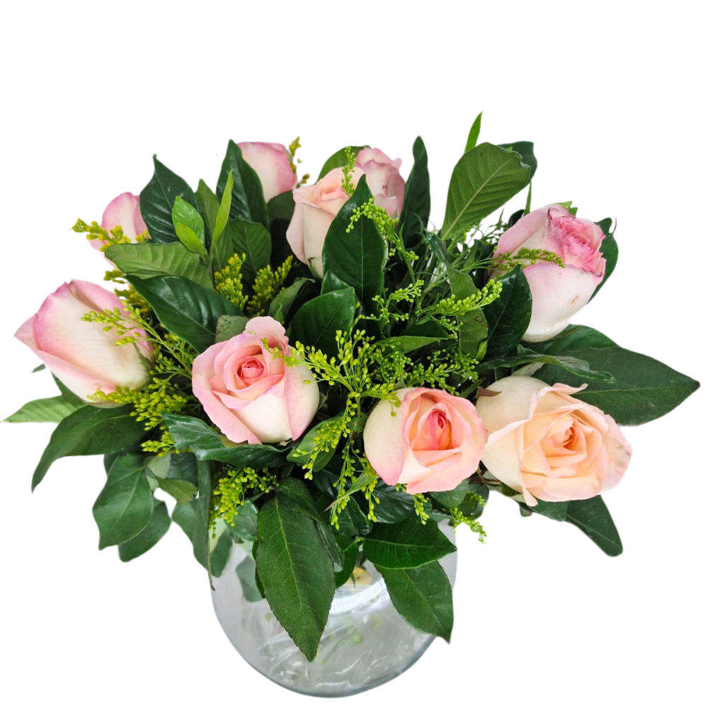 Arranjo no Vidro -  Encanto Rosa