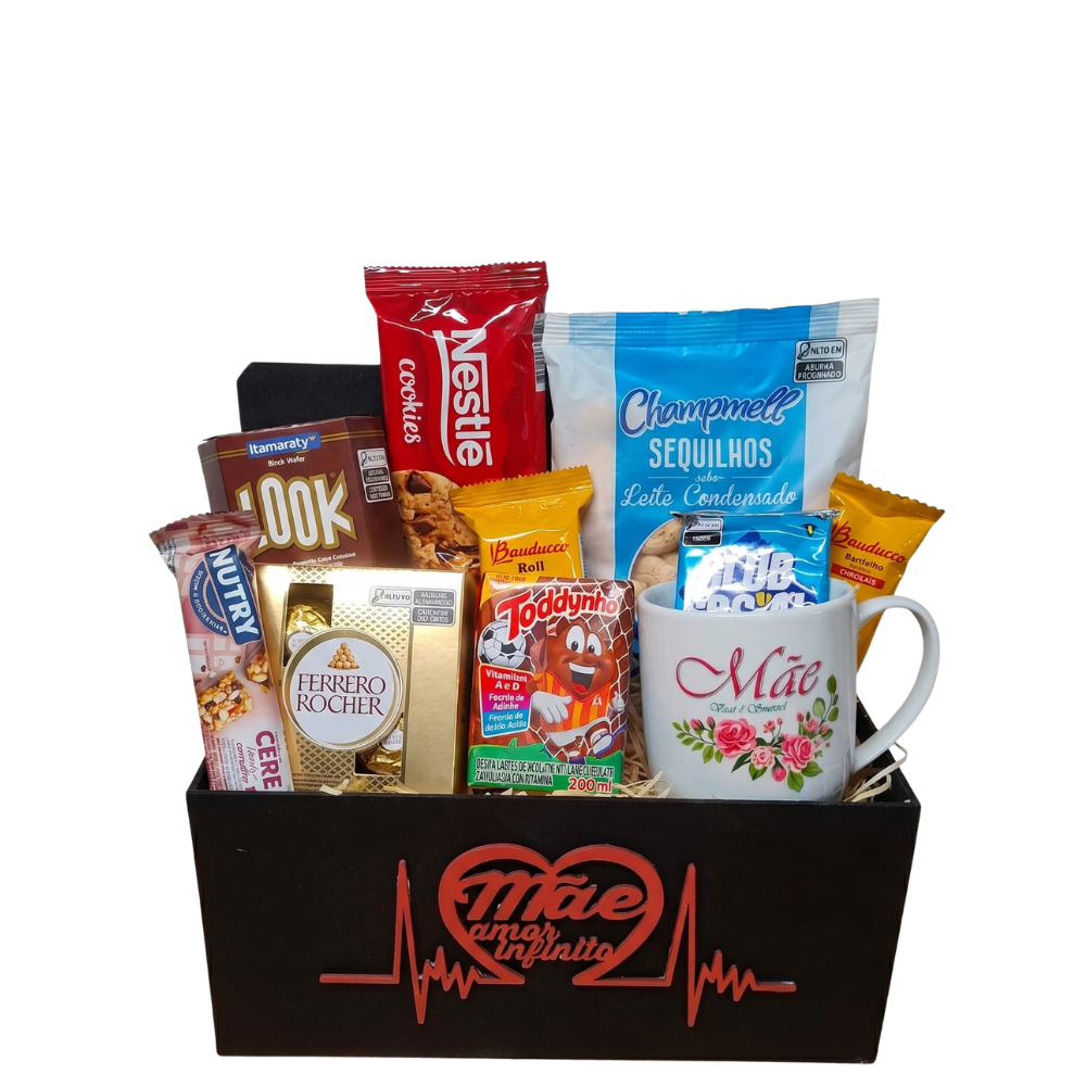 Cesta M�e Amor Infinito com Chocolates e Xicara